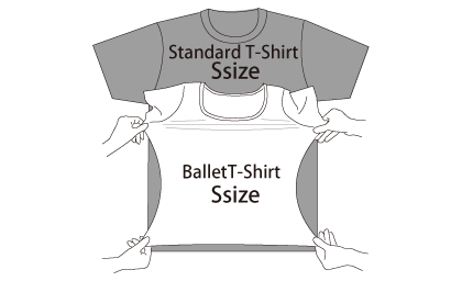 バレエTシャツを横に伸ばしたときの比較図